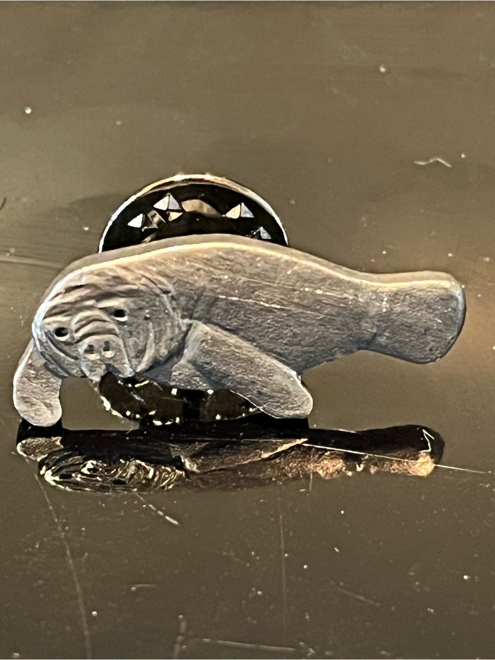 Manatee Enamel Pin in silver